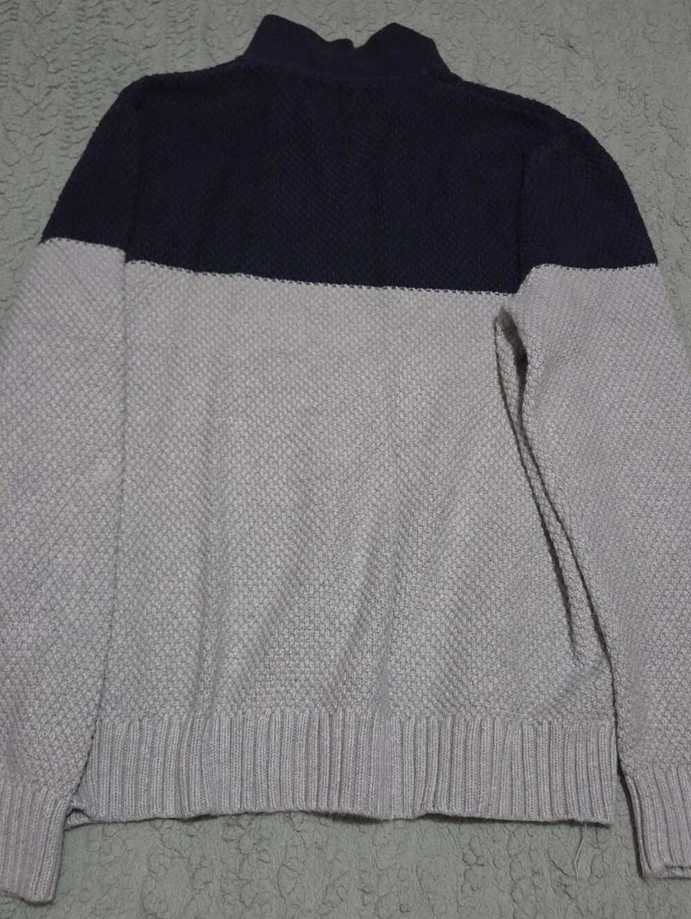Nautica Men’s Two-Tone Half-Zip Knit Sweater - Navy & Light Gray